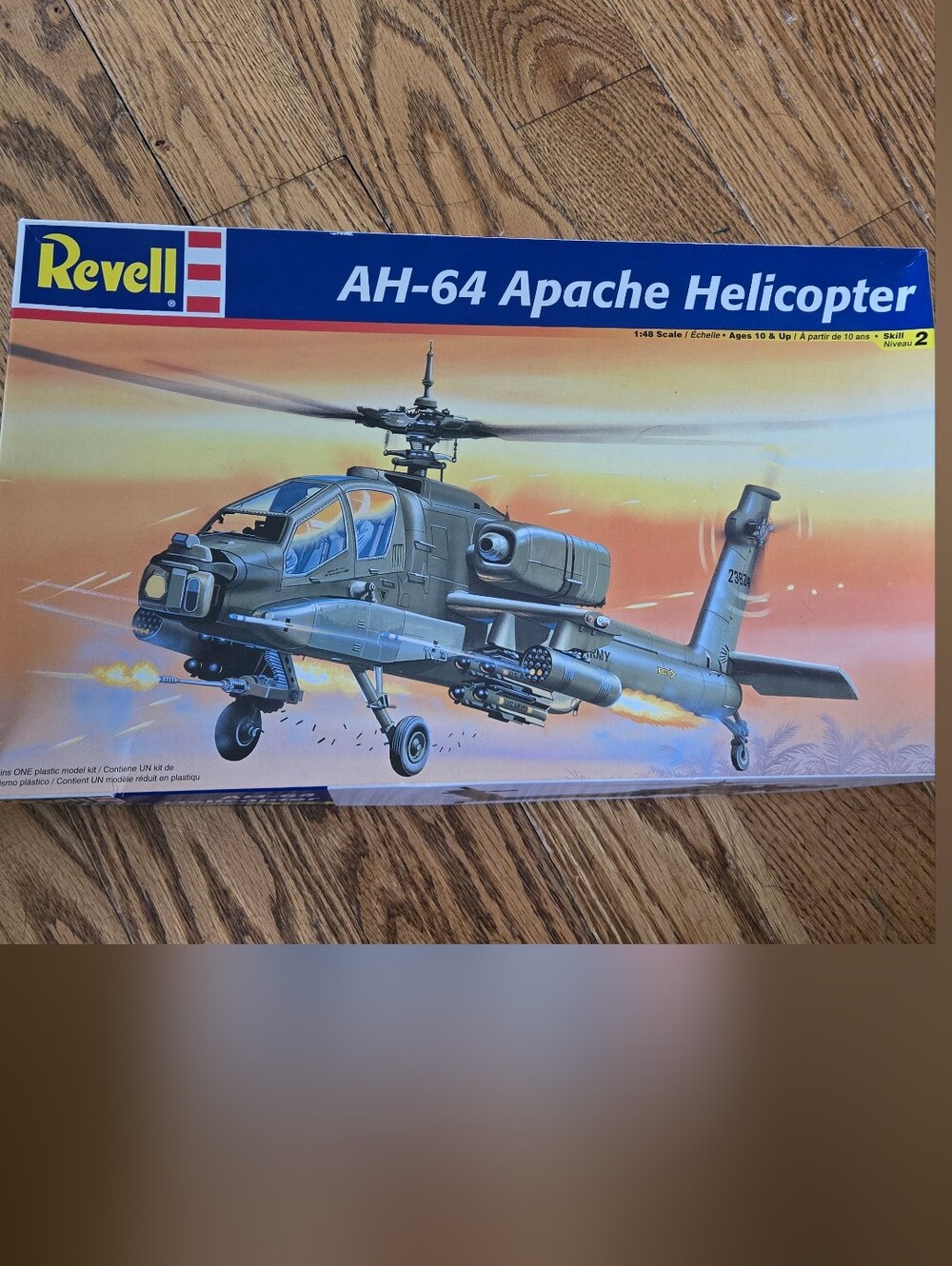 VINTAGE Revell AH-64 Apache Helicopter Model Kit - Olive Green